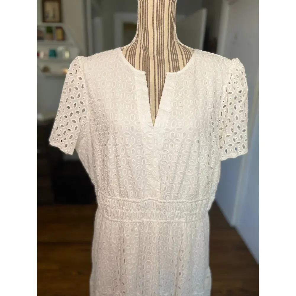 Pretty Garden white eyelet lace fully lined tiered maxi dress W - Picture 13 of 13